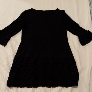 Donna Morgan Black Dress with Textured Hem